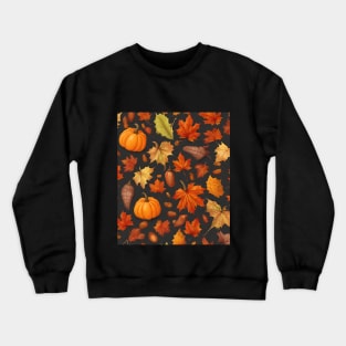 autumn leaves and pumpkins colorful pattern Crewneck Sweatshirt